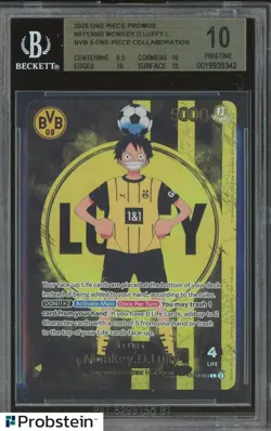 2025 ONE PIECE PROMOS BVB X ONE PIECE MATCH DAY 2025 #003 MONKEY D. LUFFY BGS 10 - Image 1