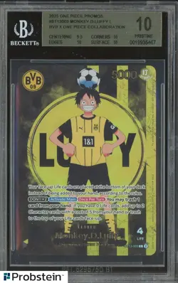 2025 ONE PIECE PROMOS BVB X ONE PIECE MATCH DAY 2025 #003 MONKEY D. LUFFY BGS 10 - Image 1
