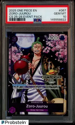 2025 One Piece EN CS 25-26 Roronoa Zoro-Juurou #067 PSA 10 GEM MINT - Image 1