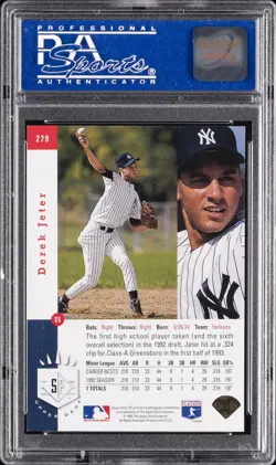 1993 SP FOIL #279 DEREK JETER ROOKIE RC PSA 8 - Image 2