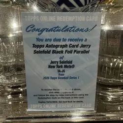 Topps 2026 Jerry Seinfeld Black Foil Parallel Autograph Redemption Card - Image 1