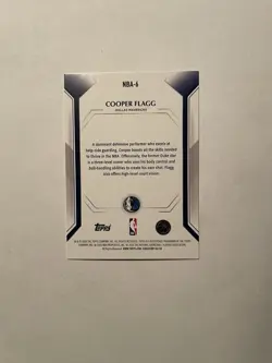 Cooper Flagg RC 2026 Topps Collectors Exclusive Holo Foil #NBA-6 Rookie Card - Image 2