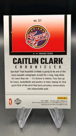 2025 Panini Caitlin Clark Chronicled Red Holo Foil Sign Of The Times #51 - Image 2