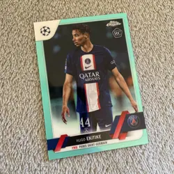2022-23 Topps Chrome UCC Aqua Refractor 162 /199 Hugo Ekitike Rookie RC SP Card - Image 1