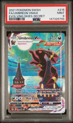 2021 POKEMON SWORD & SHIELD EVOLVING SKIES SECRET FULL ART/UMBREON VMAX PSA 9 - Image 1