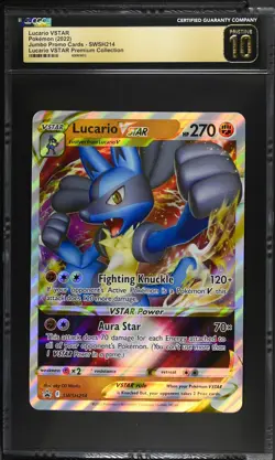 CGC 10 PRISTINE Lucario VSTAR Jumbo Promo SWSH214 Holo Pokemon Card (POP 1) psa - Image 1