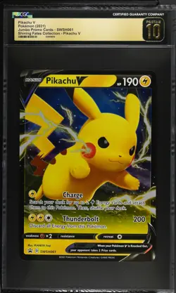 CGC 10 PRISTINE Pikachu V SWSH061 BSP Jumbo Black Star Promo Pokemon Card psa - Image 1