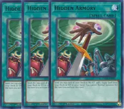 Yugioh - Hidden Armory x 3 - 1st Edition Rare LP - Plus Free Holographic Card - Image 1