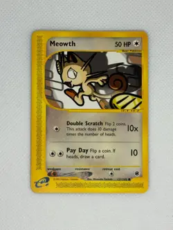 Meowth Regular Rare 121/165 E-Card Expedition Base Set NM Vintage Pokemon TCG - Image 1
