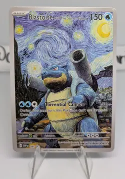 Pokemon Blastoise Starry Night Van Gogh Beautiful Moon ACG Star Trading Card NM - Image 1