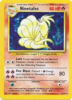 Ninetales Holofoil Base Set 012/102 LP Vintage Pokemon card - Image 1