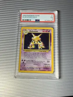 1999 POKEMON GAME ALAKAZAM HOLO BASE SET 1/102 PSA 5 WOTC VTG - Image 2