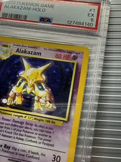 1999 POKEMON GAME ALAKAZAM HOLO BASE SET 1/102 PSA 5 WOTC VTG - Image 3