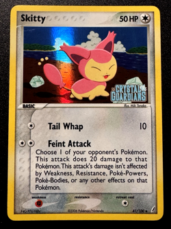Skitty 41/100 EX Crystal Guardians Pokemon Card Reverse Holo Foil Rare LP - Image 1