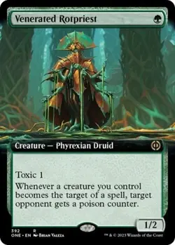 Venerated Rotpriest (Extended Art) - RARE Phyrexia MtG TCG Card # 392 - Image 1