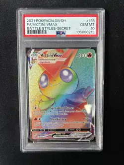 2021 Pokemon SWSH #165 Victini VMAX Secret Rare PSA 10 Gem Mint - Image 1