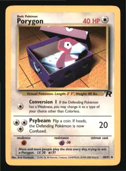 Porygon 48/82 Uncommon Team Rocket Pokemon Unlimited Lightly Played - Image 1