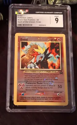 ✨2001 Pokemon Black Star Entei Promo CGC / PSA 9 #34 With Nice Swirl - Image 2