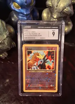 ✨2001 Pokemon Black Star Entei Promo CGC / PSA 9 #34 With Nice Swirl - Image 3