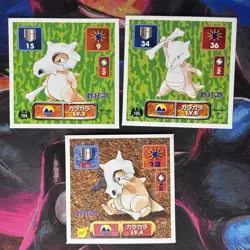 Pokemon Sticker 1995 Japan Amada- Cubone Marowak NO. 104,105,307 - Image 1