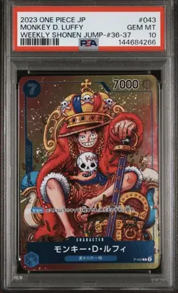 Bandai One Piece CCG Monkey D. Luffy Promo Foil P-043 Weekly Shonen Jump PSA 10 - Image 1