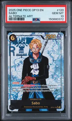 2025 ONE PIECE OP13-CARRYING ON HIS WILL ALTERNATE ART #120 SABO PSA 10 - Image 1