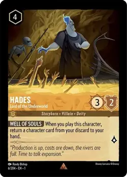 2x disney lorcana Hades - Lord of the Underworld 6/204 Rare Regular NM - Image 1