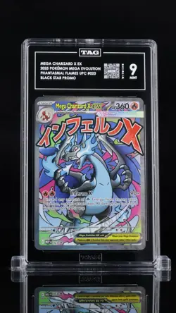 Pokemon Mega Charizard X ex 023 Me: Mega Evolution Promo Holo EX TAG 9 2025 - Image 1