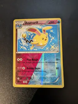 Pokemon TCG Azumarill Steam Siege 77/114 Dual Type Reverse Holo Rare LP - Image 1