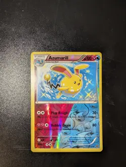 Pokemon TCG Azumarill Steam Siege 77/114 Dual Type Reverse Holo Rare LP - Image 3