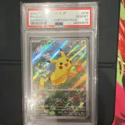 PSA 10 Pikachu 218/SV-P Summer Get Campaign Promo Pokemon Card Japanese Gem Mint - Image 1
