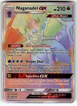 Naganadel GX (Secret) 249/236 SM - Unified Minds NM Pokemon Card TCG - Image 1
