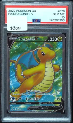 Dragonite V 076 PSA 10 Gem Mint Pokemon Go Pokemon Card - Image 1