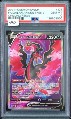 2021 Galarian Moltres V #176 Chilling Reign PSA 10 Pokemon Card - Image 1