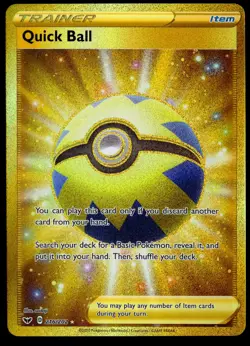 Quick Ball 216/202 Sword & Shield Base Set Gold Secret Rare Pokemon Card NM - Image 1