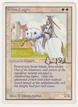 Signed White Knight HP/DMG Unlimited Edition Artist Daniel Gelon 1993 MTG Magic! - Image 1