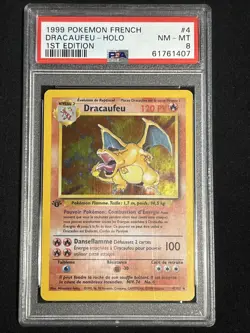 1999 Pokemon French 1st Edition Holo Dracaufeu Charizard #4 of 102 PSA 8 MINT - Image 1