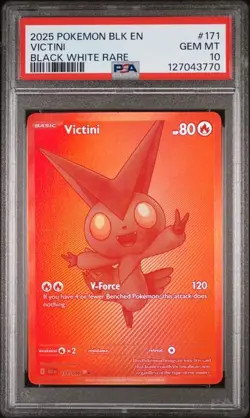 2025 Pokemon Victini Black Bolt Black White Rare #171 PSA 10 - Image 1