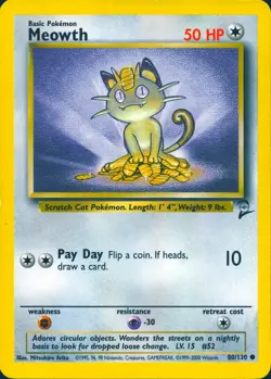 MEOWTH 80/130 COMMON BASE SET 2 POKEMON MP - Image 1