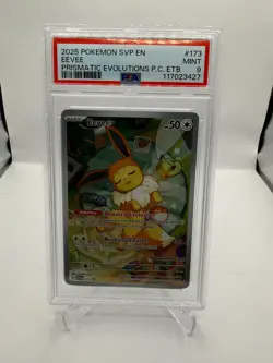 2025 POKEMON PRISMATIC EVOLUTIONS POKEMON CENTER ETB PROMO SVP #173 EEVEE PSA 9 - Image 1