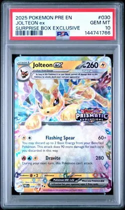 2025 POKEMON PRE EN-PRISMATIC EVOLUTIONS 030 JOLTEON EX SURPRISE BOX PSA 10 - Image 1