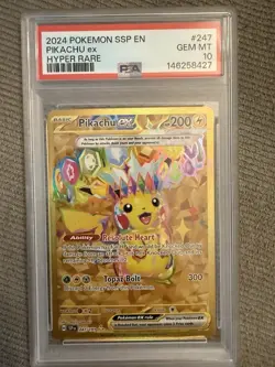 2024 Pokemon SSP EN Pikachu Ex Hyper Rare PSA 10 Gem Mint - Image 1