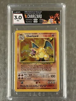 1999 POKEMON BASE SET UNLIMITED #4 CHARIZARD-HOLO HGA 3 - Image 1