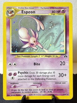 Pokemon TCG: Neo Discovery Unlimited Espeon 1/75 Holo Rare MP - Image 1