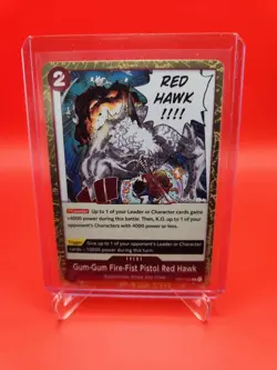 One Piece TCG English OP01-026 Gum-Gum Fire-Fist Pistol Red Hawk R Foil - Image 1