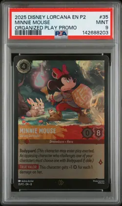 2025 DISNEY LORCANA EN P2-PROMO #35 MINNIE MOUSE - DARING DEFENDER PSA 9 - Image 1