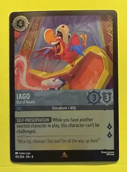 Lorcana ~ Iago - Out of Reach 195/204 ~ Reign of Jafar ~ Cold Foil - Image 1