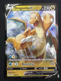 Pokemon TCG Dragonite v Full Art Holo Ultra Rare Card Pokemon Go 049/078 - Image 1
