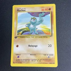 Pokemon Card - Machoc Machop FRENCH Base Set 52/102 Common 1st Edition LP - Image 1