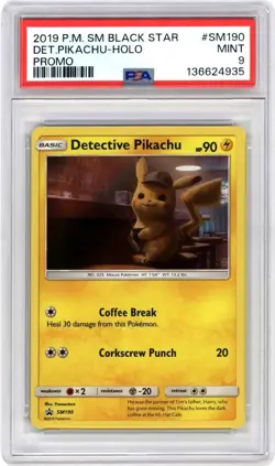 2019 Detective Pikachu Holo Promo SM190 PSA 9 MINT Movie Card🔥 Pokemon - Image 1